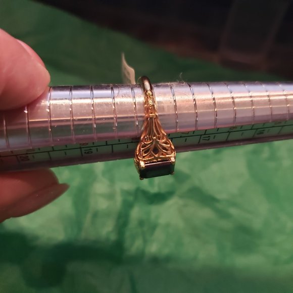 Moissanite Fire Green Emerald Cut Ring Gold over Sterling Size 8 - Picture 5 of 6